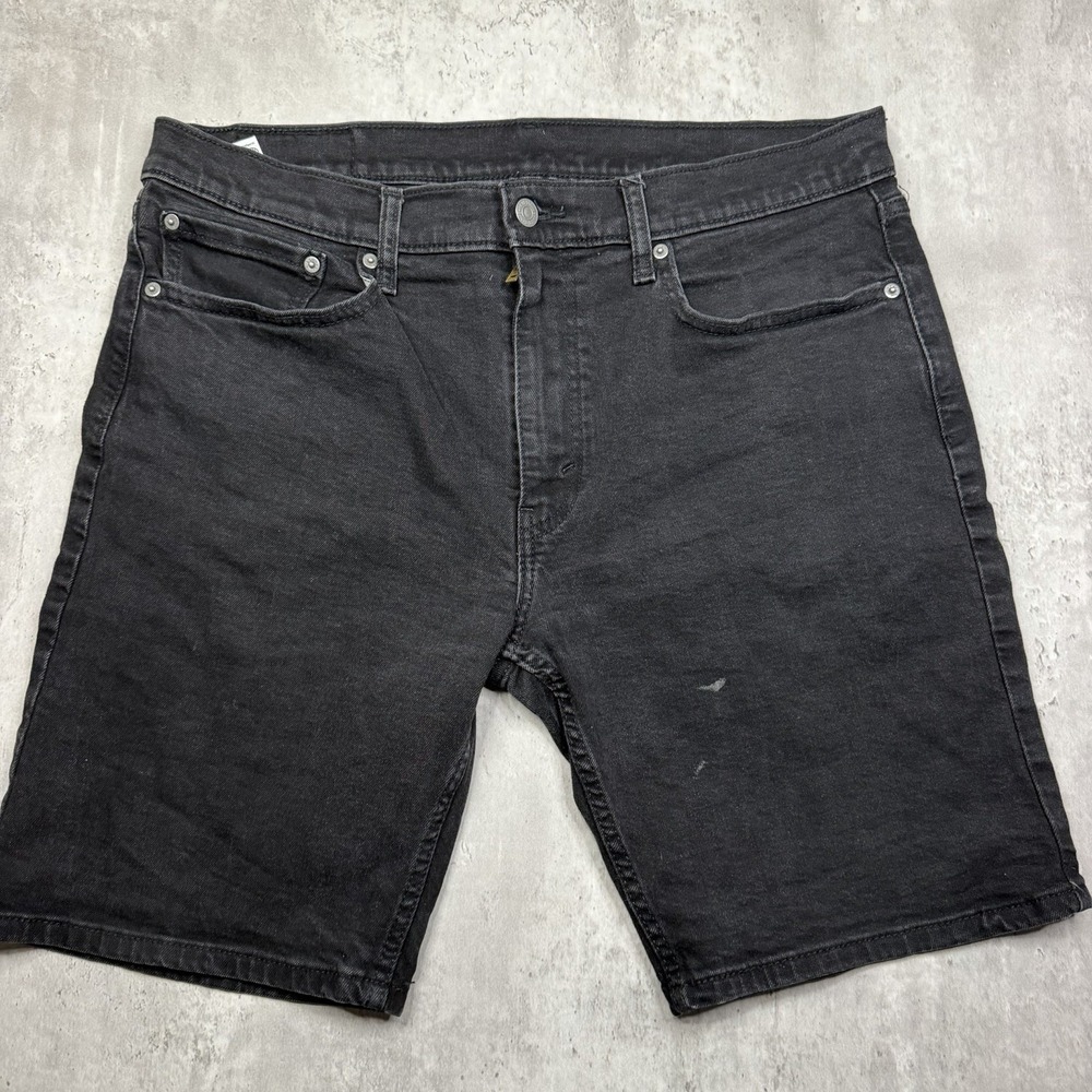 Levis 405 Jean Shorts Mens 36x10 Black Denim Standard Fit Stretch 39864-0005